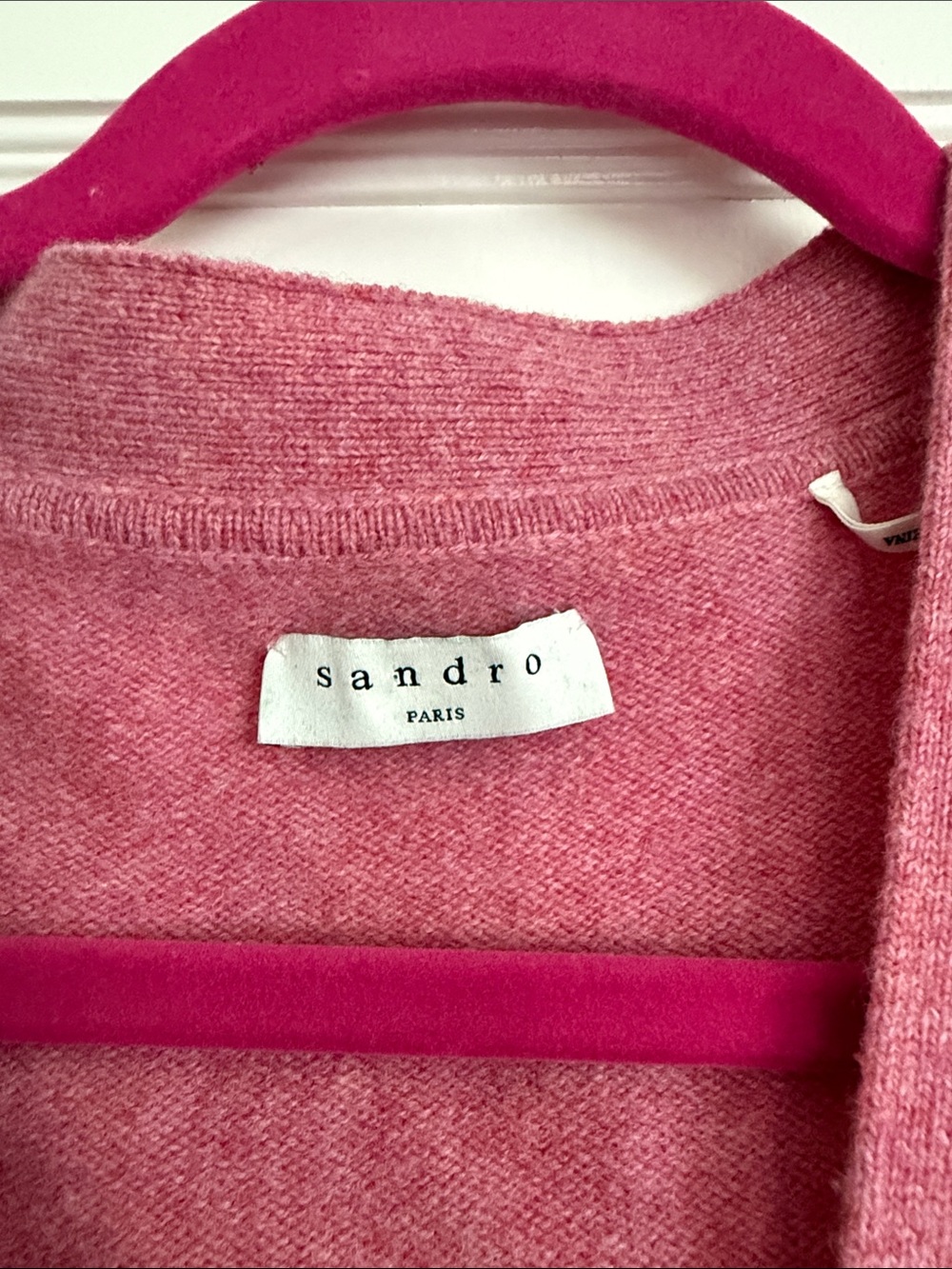 Sandro Rose Pink V-Neck Button Cardigan 100% wool - Picture 2 of 3